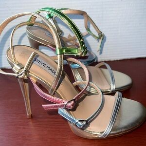Steve Madden Gold and Multicolor Strappy Heels